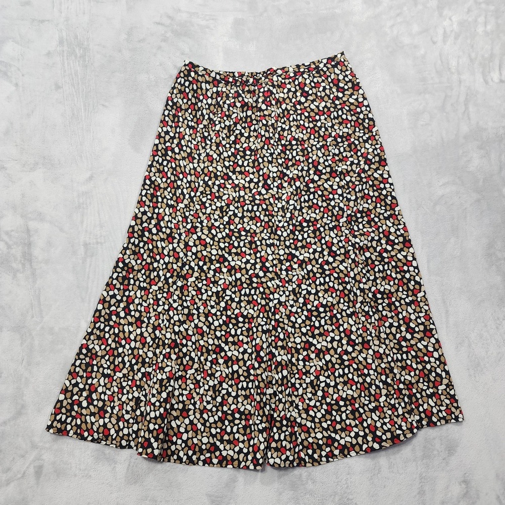 Vintage Kathie Lee Collection Skirt Womens L Black Pebbles A-Line‎ Pleated Midi